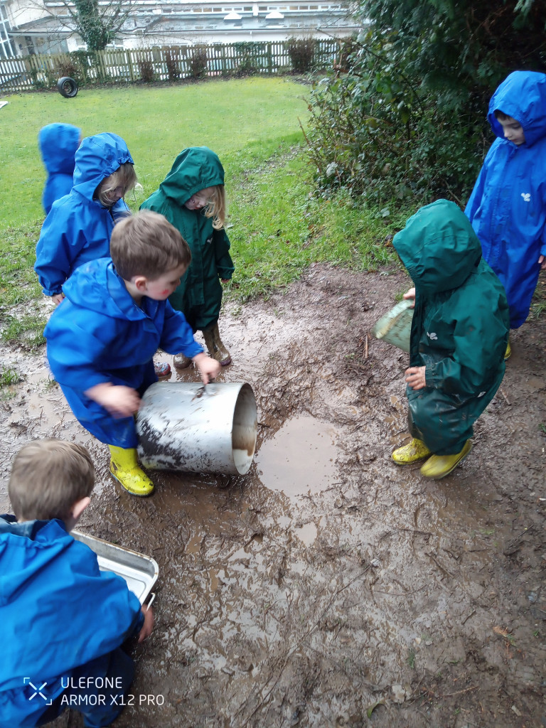 Splashing in muddy puddles